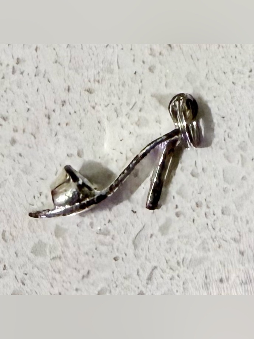 .925 Solid Sterling Silver High Heel Mule Slide Shoe Charm Pendant